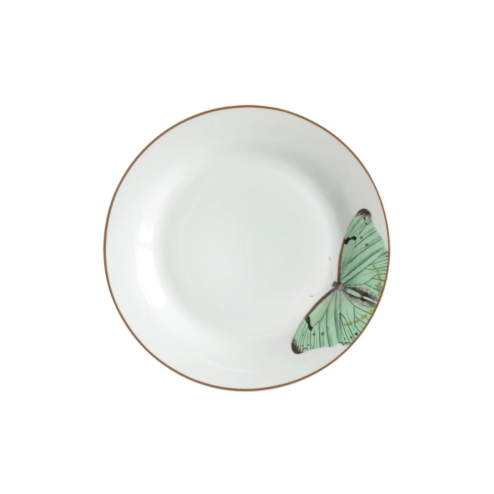 PRATO RASO BORBOLETA EM PORCELANA BROWN RIM