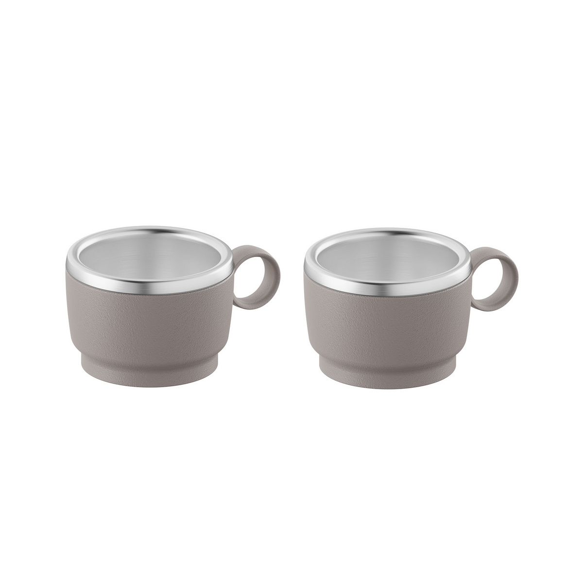 CONJUNTO DE 2 XICARAS - ABS/ACO INOX CINZA - 80ml