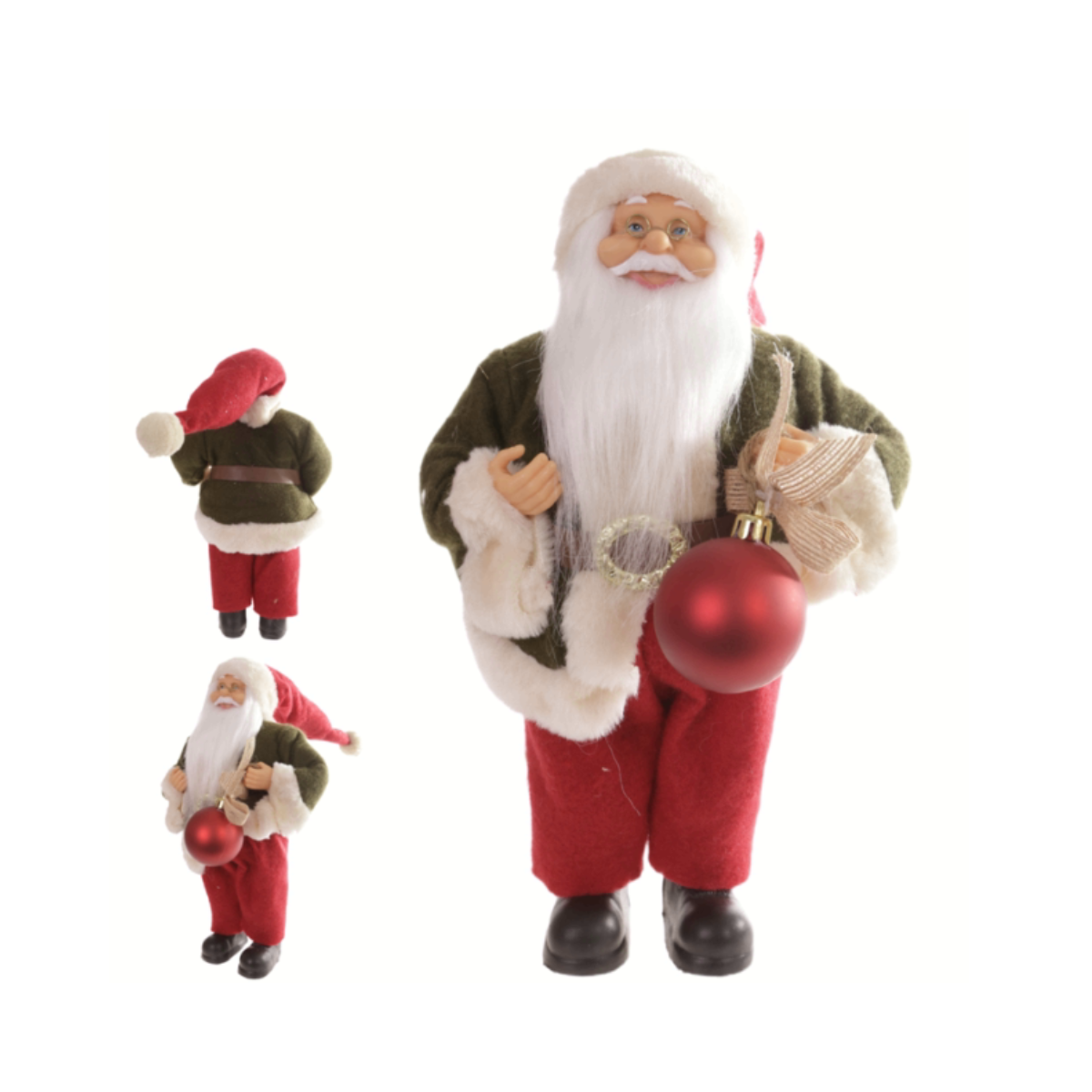 PAPAI NOEL EM PE VERDE E VERMELHO 30CM