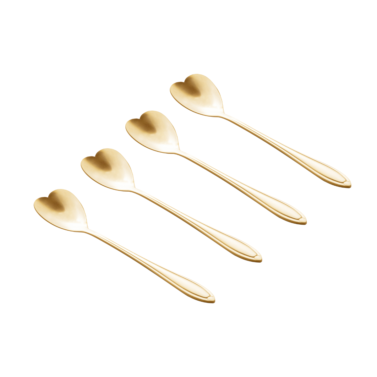 CONJUNTO 4 COLHERES AÇO INOX PARA CHÁ - HEART DOURADO