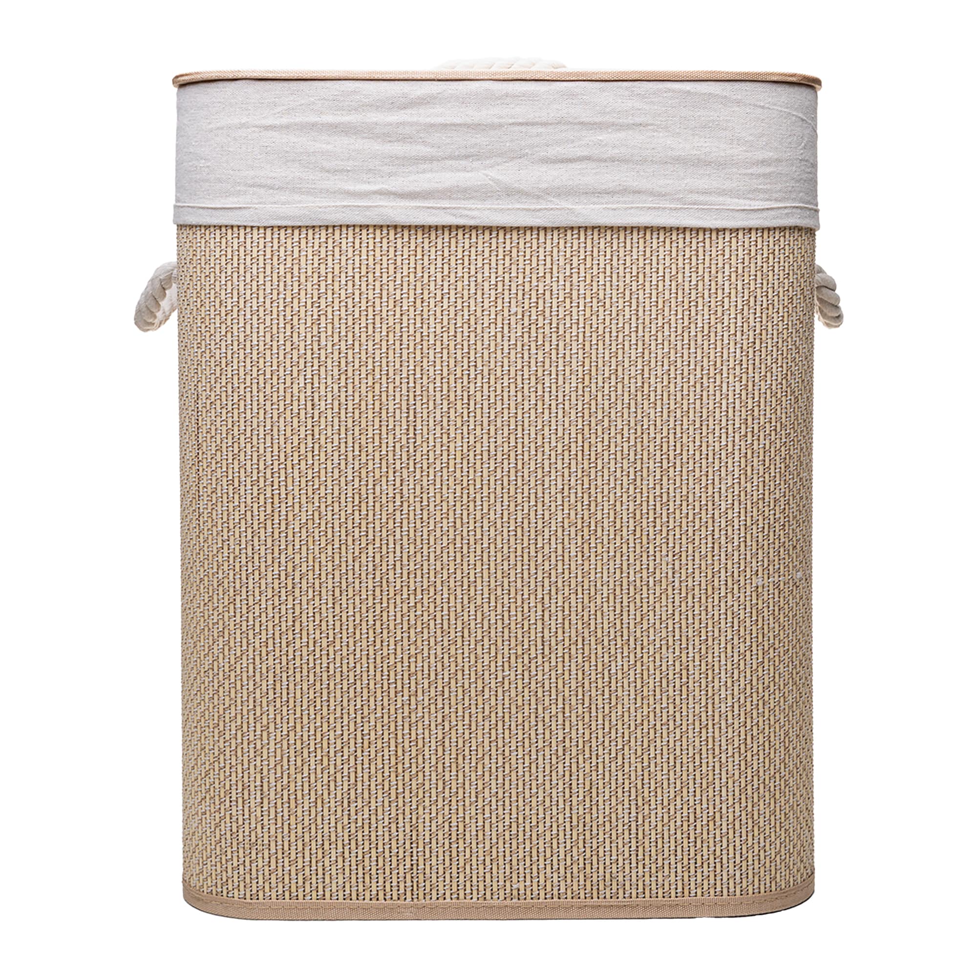 CESTO PARA ROUPAS DOBRAVEL COM FORRO EM TECIDO E TAMPA COZY 40CM X 30CM X 50CM BAMBU