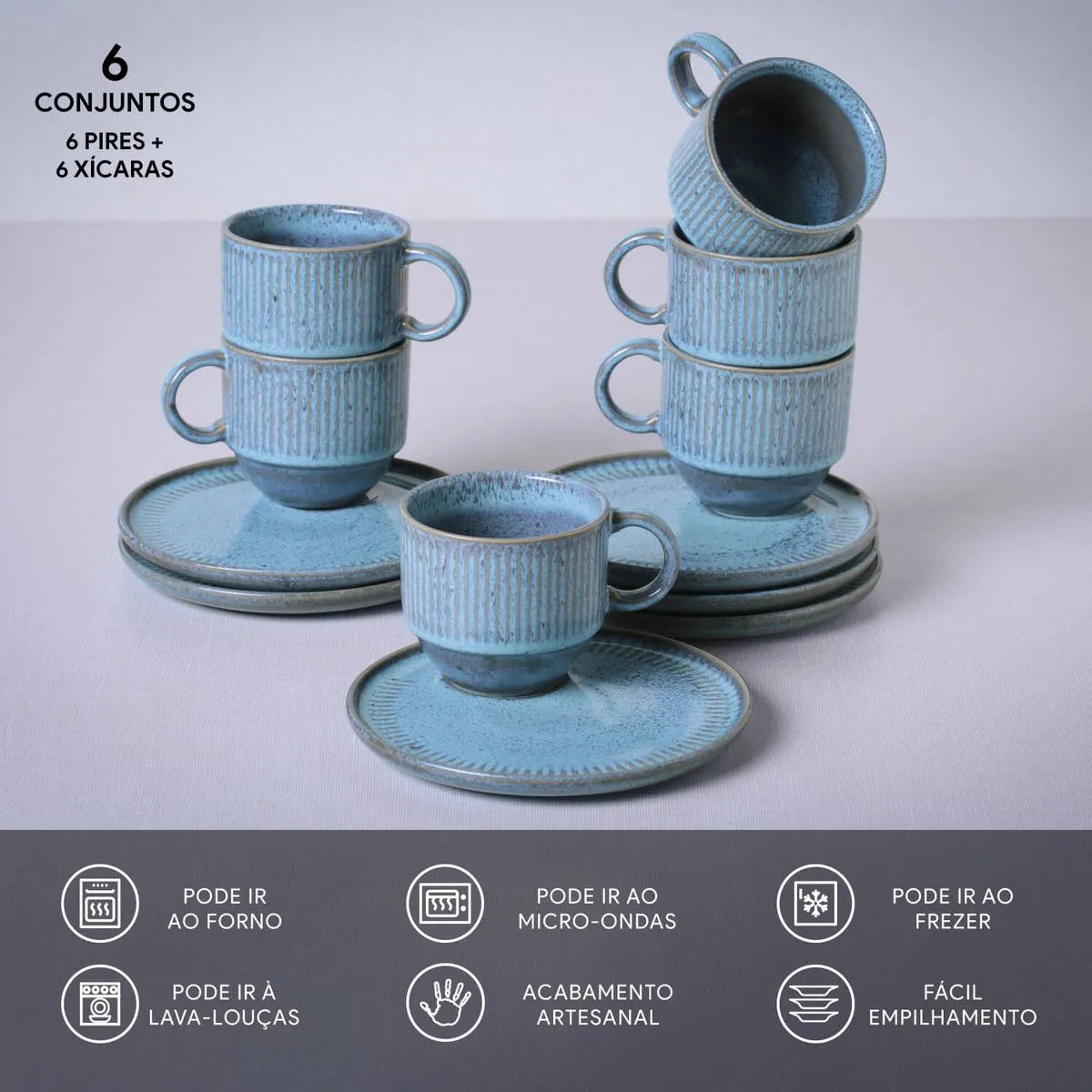 XÍCARA DE CHÁ EMPILHÁVEL LINHAS BREEZE 230ML