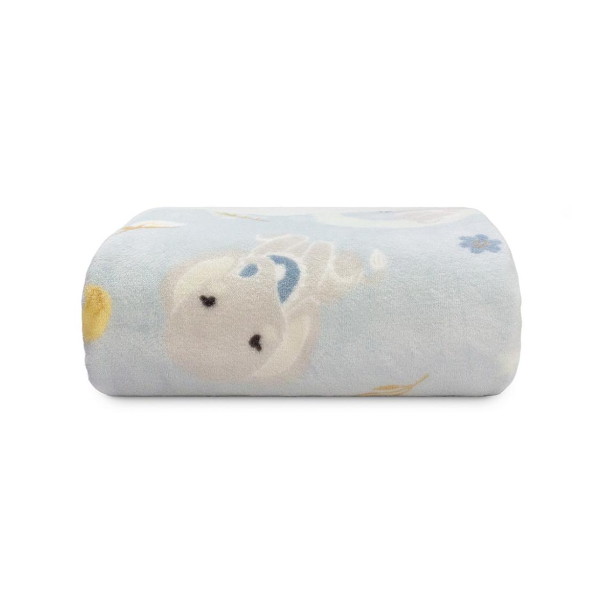 COBERTOR BABY FLANNEL NAC 90X110 ELEFANTE AZUL