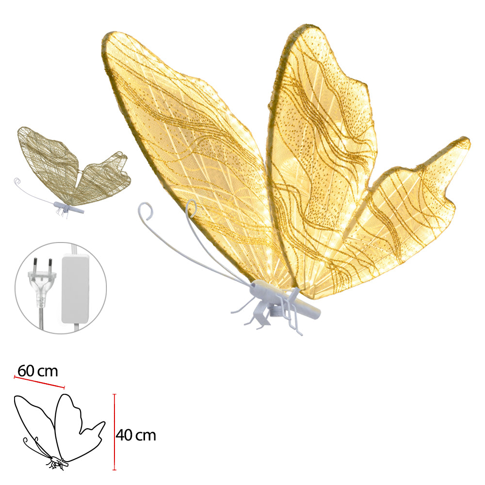 BORBOLETA NATAL LED BRANCO QUENTE 60CM BIVOLT