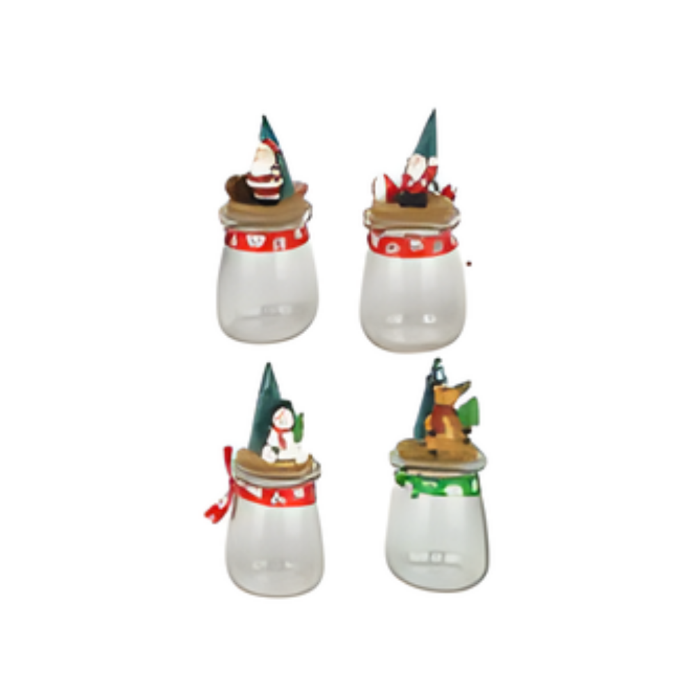 POTE DE ENFEITE NATALINO DECORADO EM RESINA - SORTIDO 5,6CM X 12,5CM