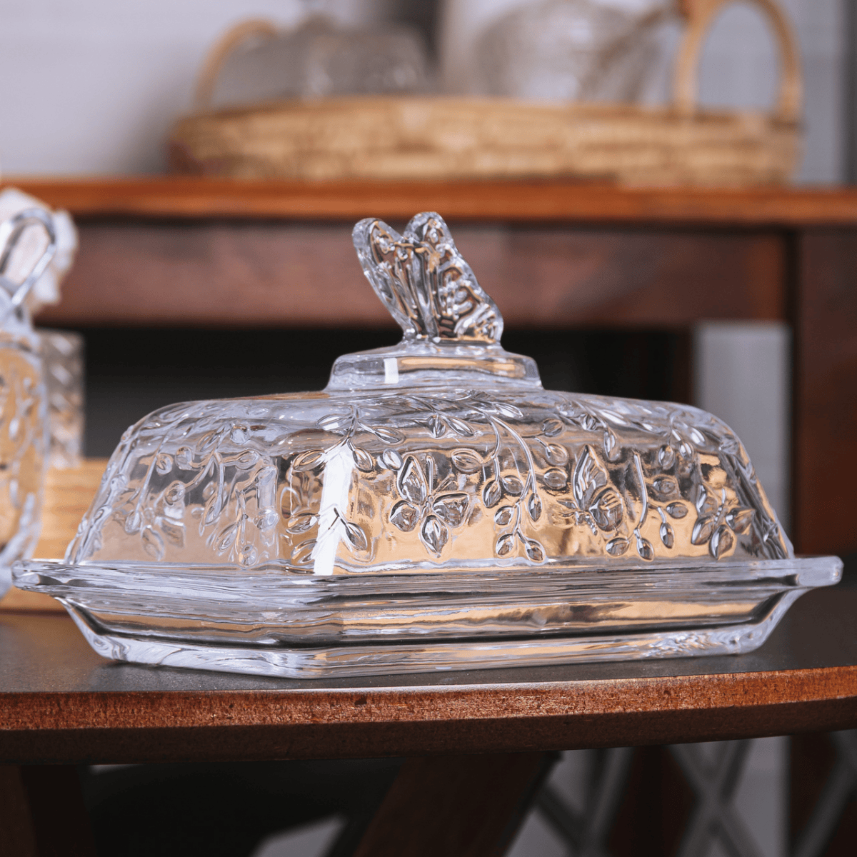 MANTEIGUEIRA COM TAMPA NEW BUTTERFLY 18CM X 10CM X 10,8CM CRISTAL ECOLOGICO