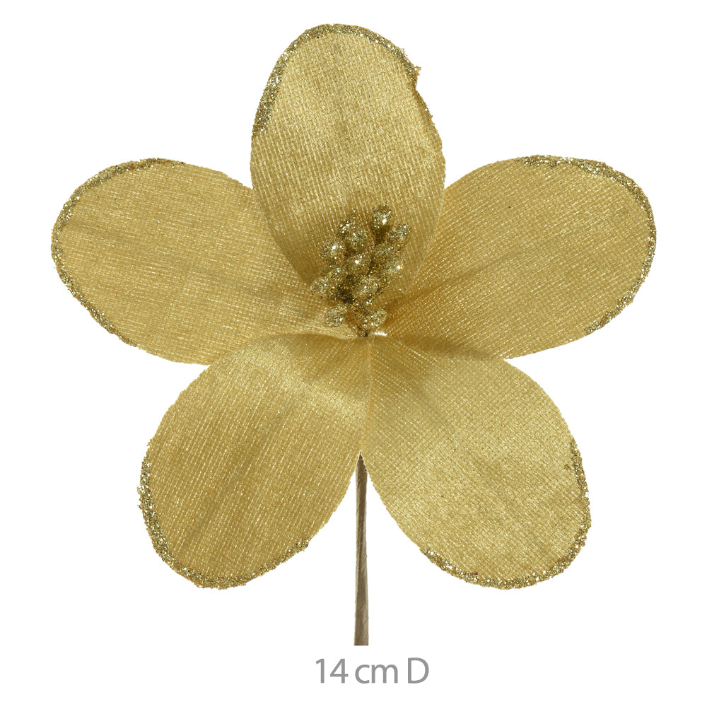 HASTE BICO DE PAPAGAIO AVELUDADO DOURADO GLITTER 14CM