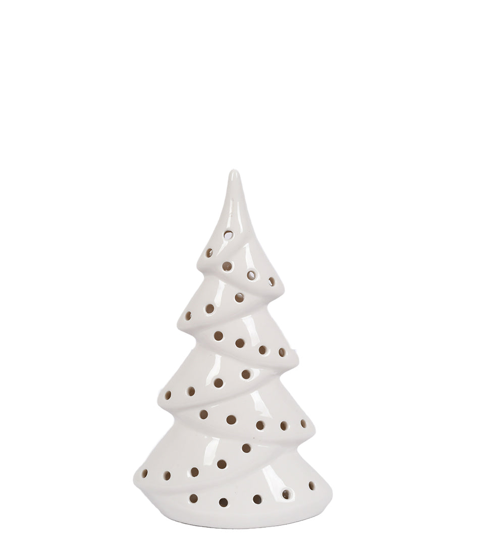ADORNO ARVORE NATAL P EM CERAMICA COM LED BRANCO