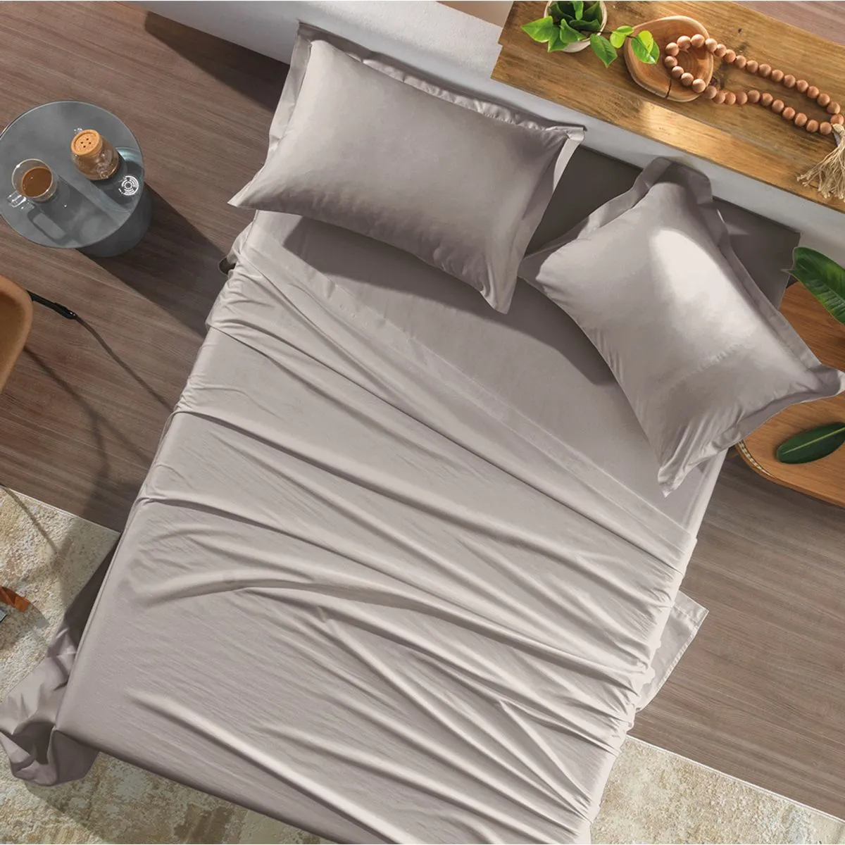 JOGO CAMA 4 PEÇAS TOQUE ACETINADO – CIMENTO QUEIMADO –  2,50M X 2,40M
