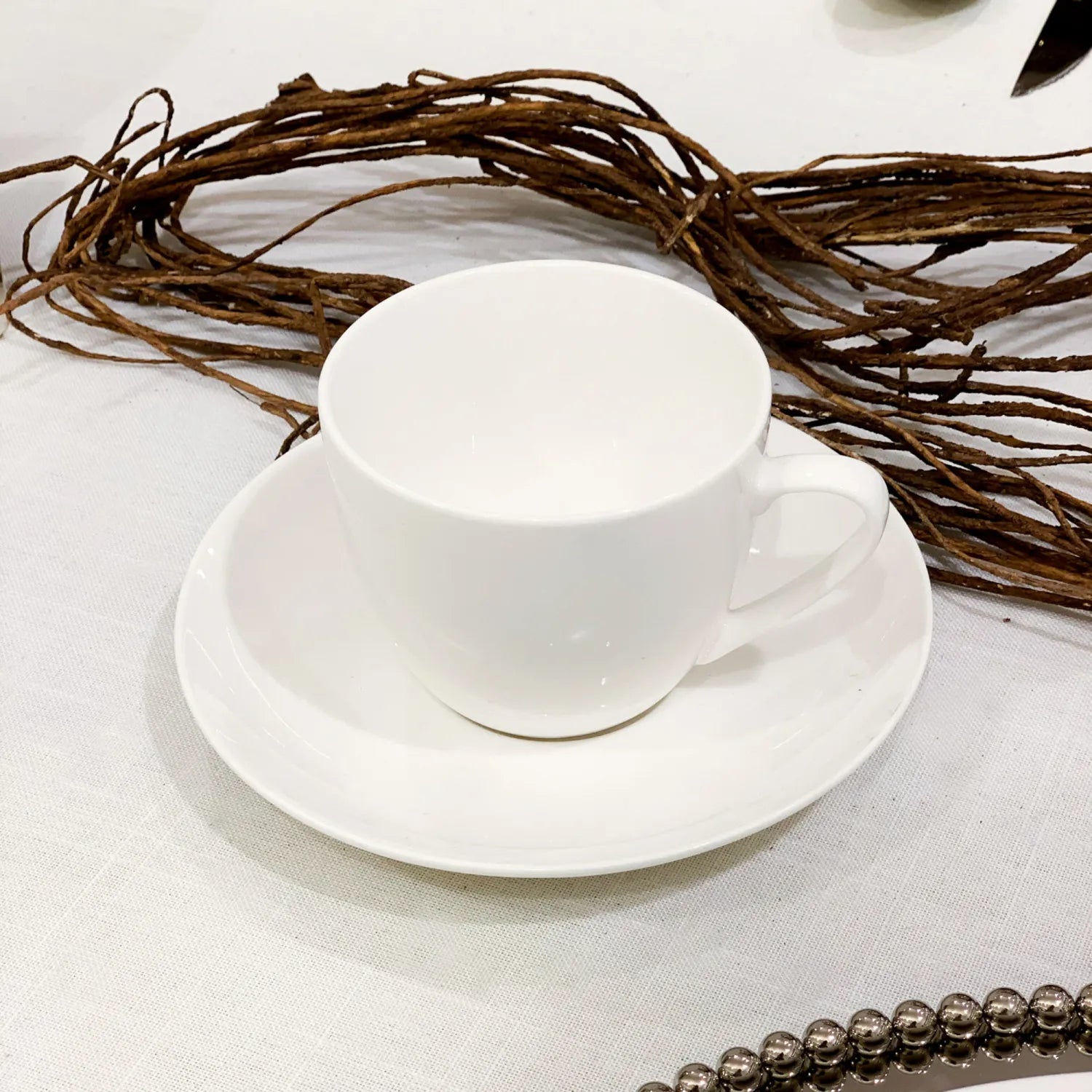 XÍCARA DE CHÁ COM PIRES DE PORCELANA CLEAN 220ML