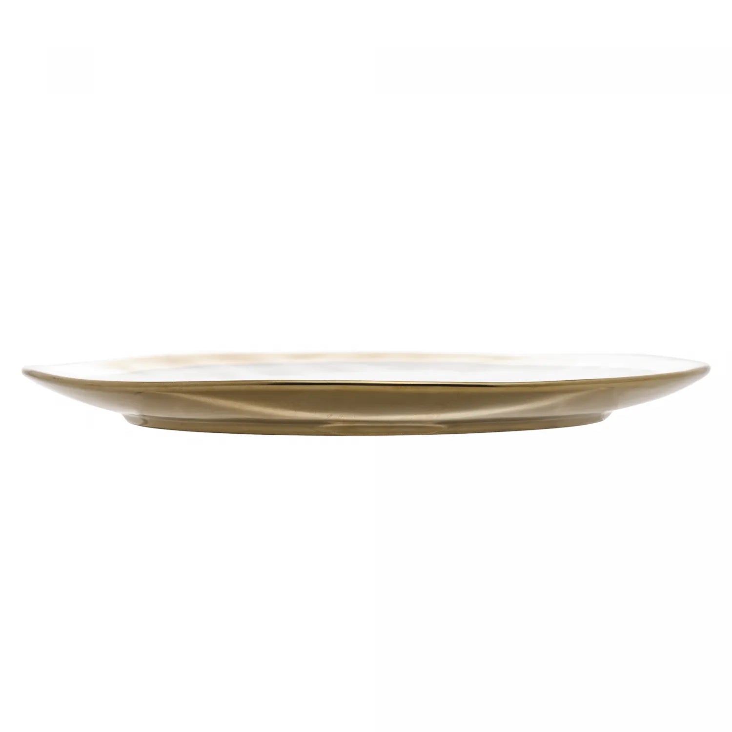 PRATO SOBREMESA DE PORCELANA BRANCO E DOURADO DUBAI 21CM
