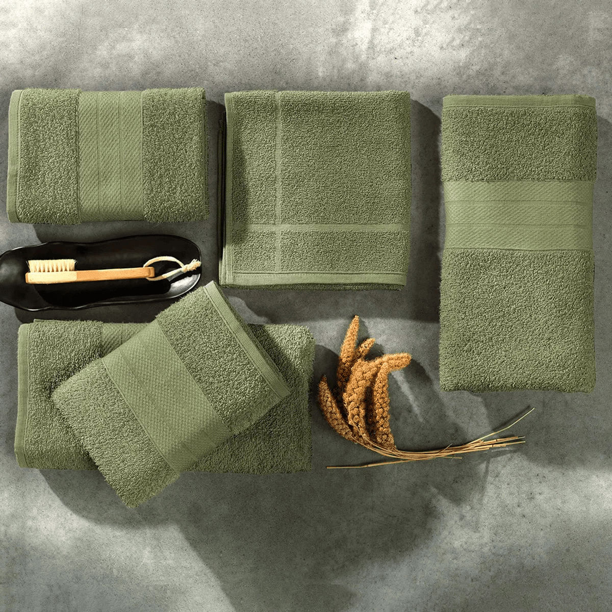 JOGO DE TOALHAS 5 PECAS TOQUIO – VERDE DEEP OLIVE