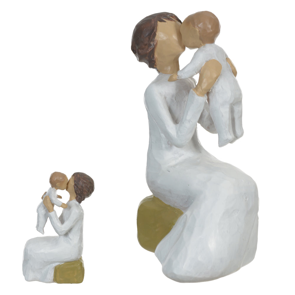 ESCULTURA DECORATIVA RESINA MAE E BEBE (COLORIDO) 12,3CM 8,5D