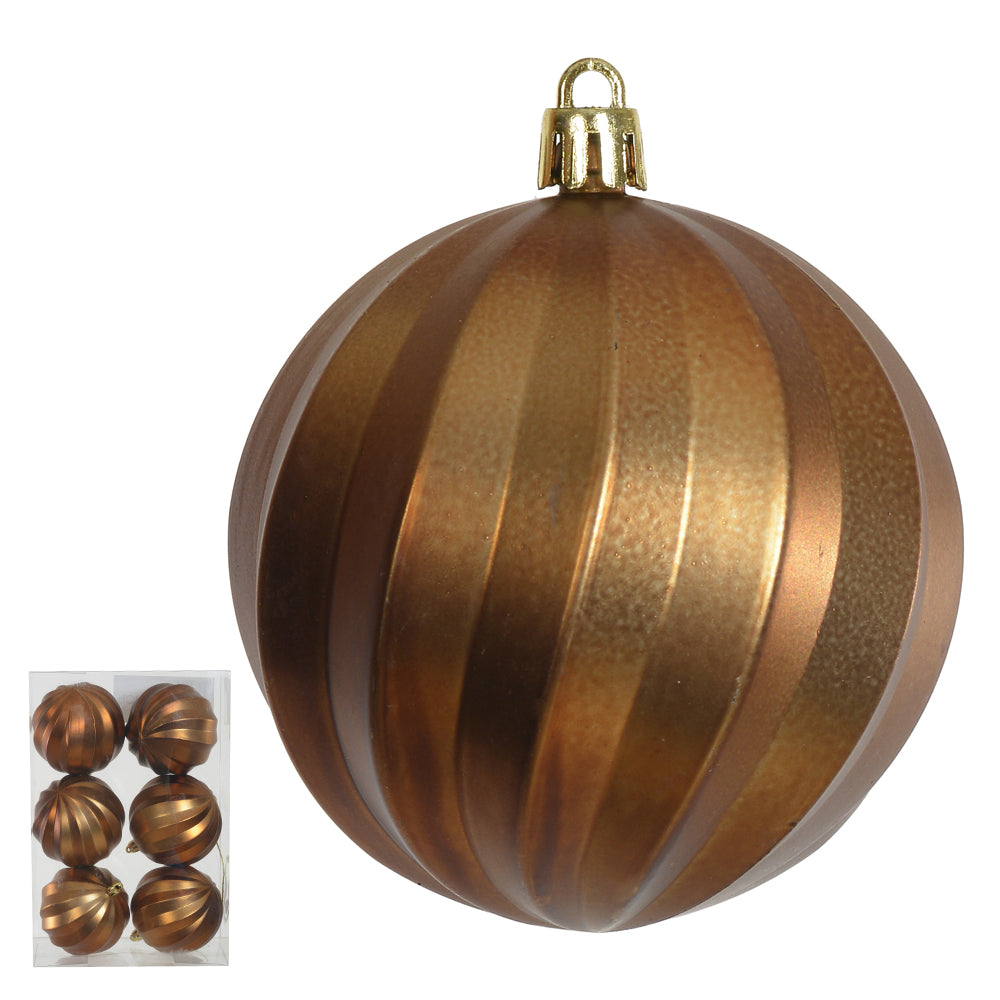 TUBO BOLA DECORADA 8CM COBRE COM 6 UNIDADES