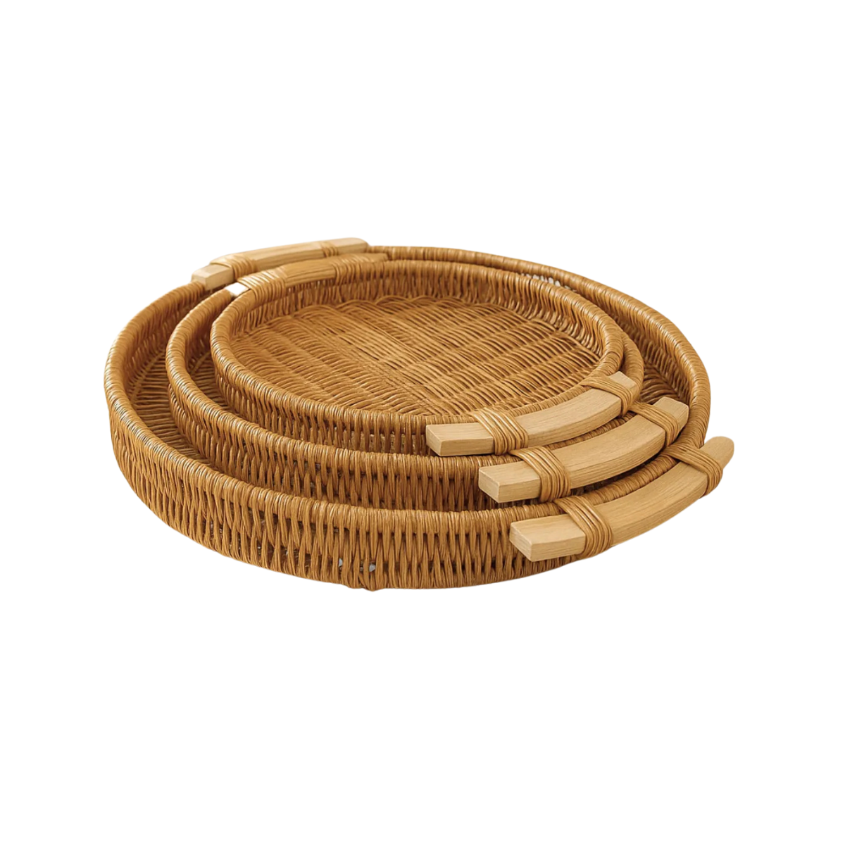 CONJUNTO 3 BANDEJAS REDONDAS DECORATIVA PALHA