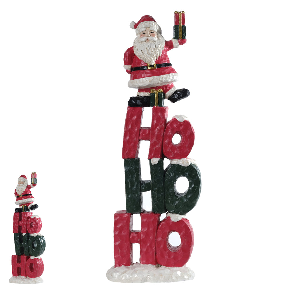 PAPAI NOEL HOHOHO EM RESINA 45CM