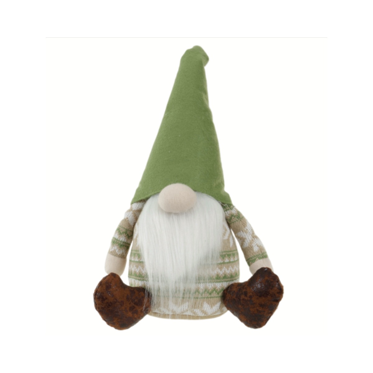 GNOMO DE NATAL VERDE E BEGE 40CM