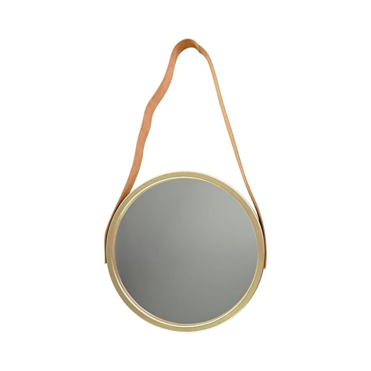 ESPELHO DECORATIVO DE PAREDE PLASTICO REDONDO COM ALCA LUXUS CHAMPAGNE 33CM