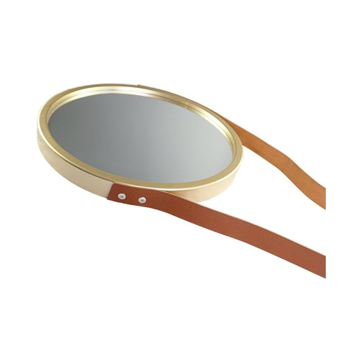 ESPELHO DECORATIVO DE PAREDE PLASTICO REDONDO COM ALCA LUXUS CHAMPAGNE 33CM