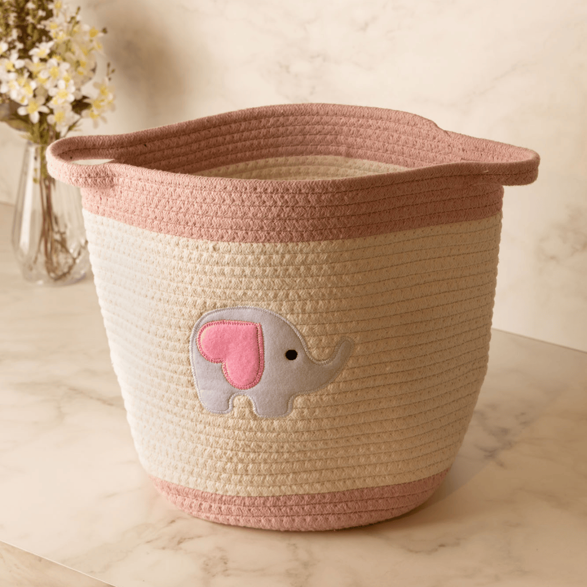 CESTA ELEPHANT POLIÉSTER ROSA/BRANCA