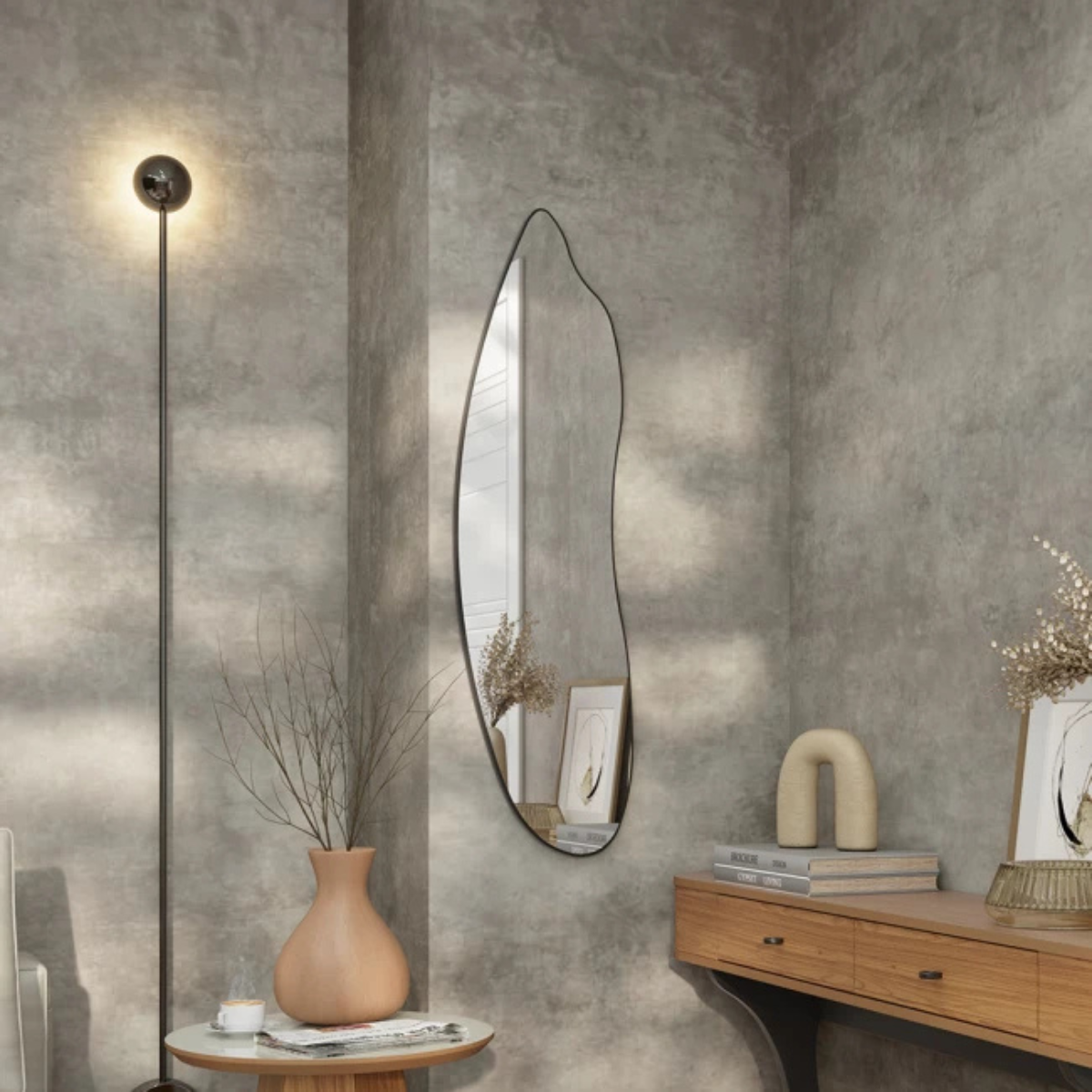 PAINEL DECORATIVO ORGANICO PRETO FOSCO/ESPELHO 120CM