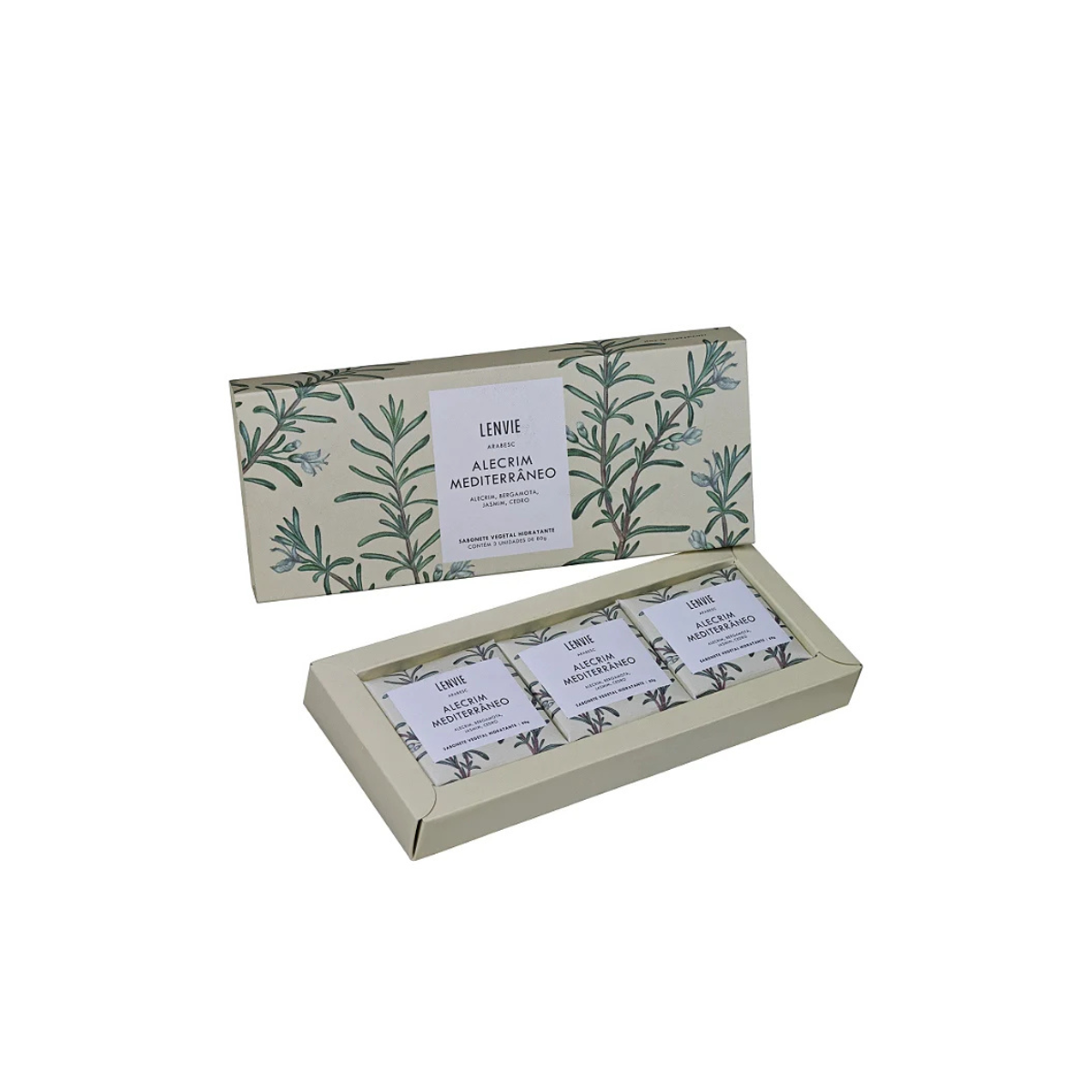 KIT 3 SABONETES VEGETAL EM BARRA ALECRIM MEDITERRANEO 80G