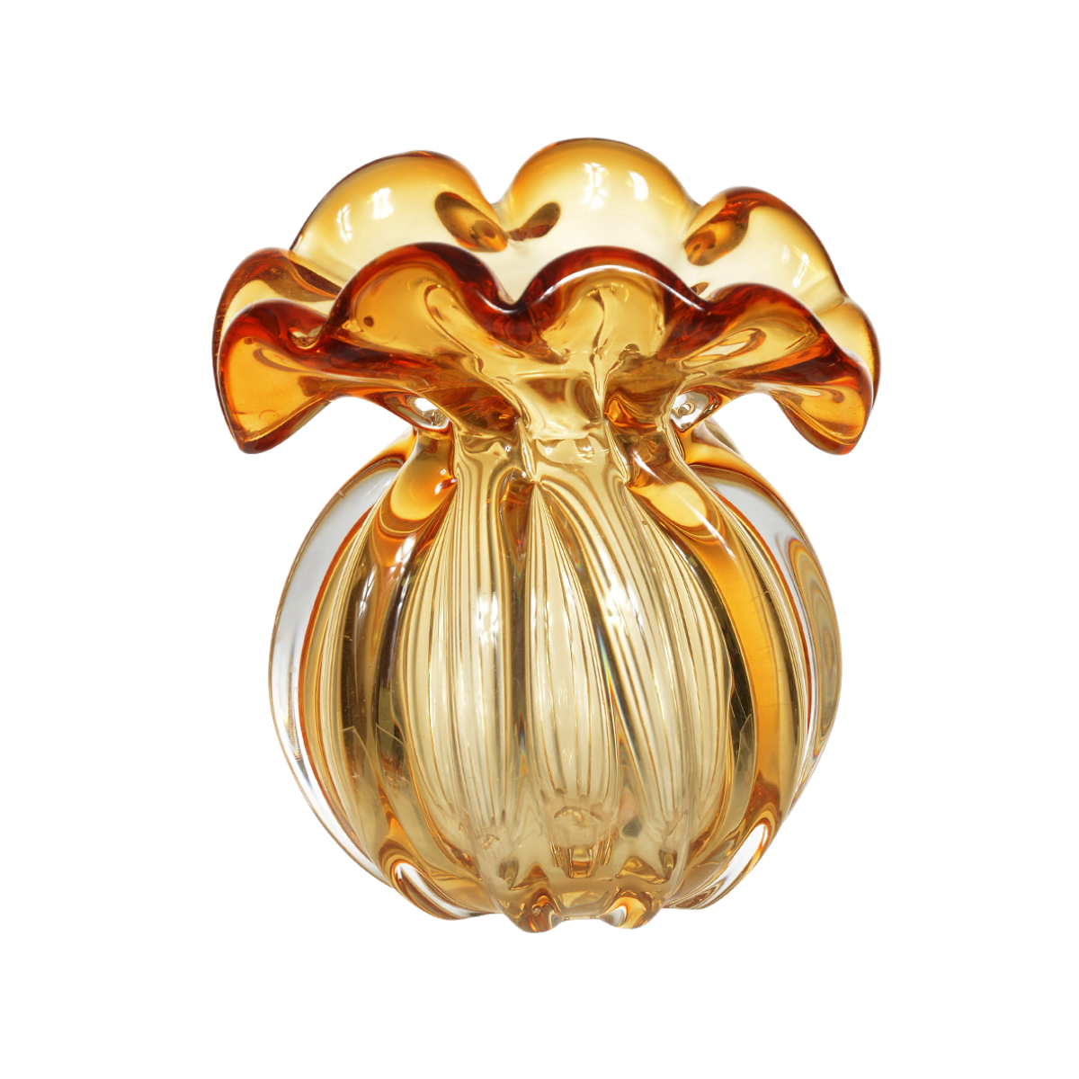 VASO DECORATIVO VIDRO TIPO MURANO (AMBAR) 11,5X11X9CM