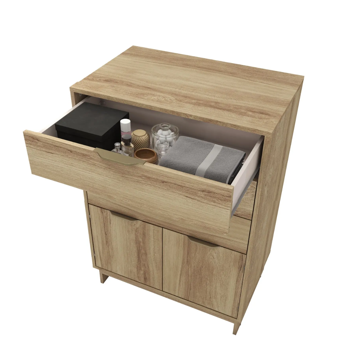 COMODA 1112 – 2 PORTAS E 3 GAVETAS – LEGNO