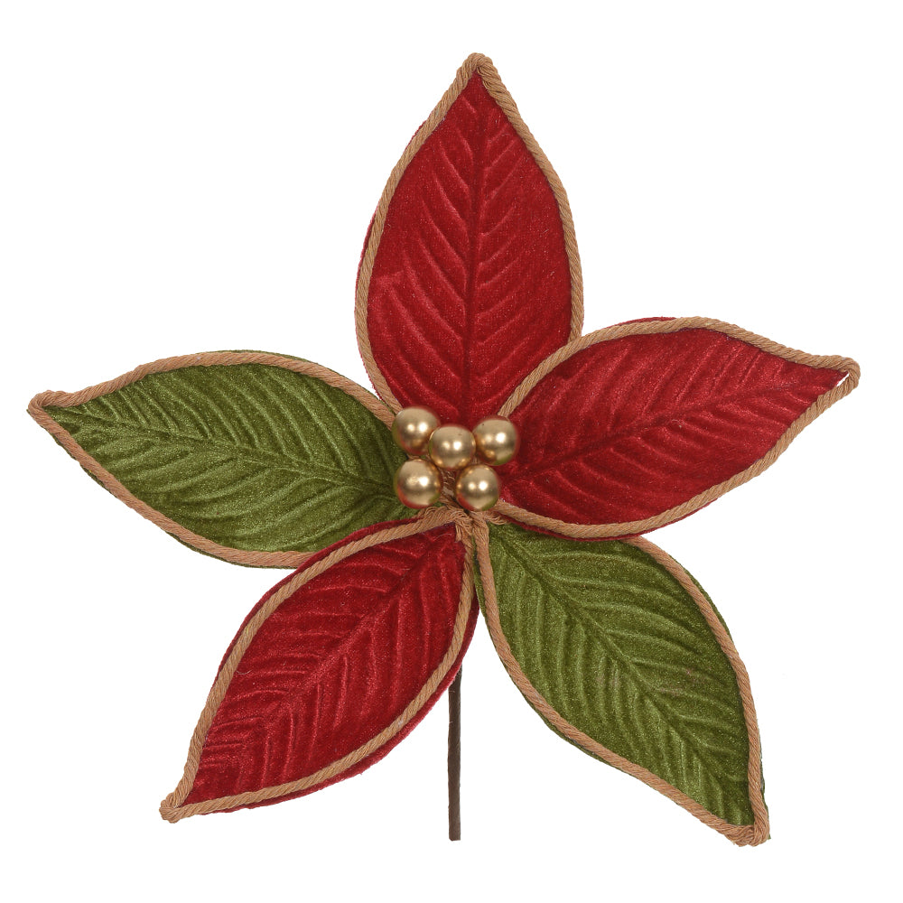 HASTE BICO DE PAPAGAIO AVELUDADO VERMELHO E VERDE 19CM