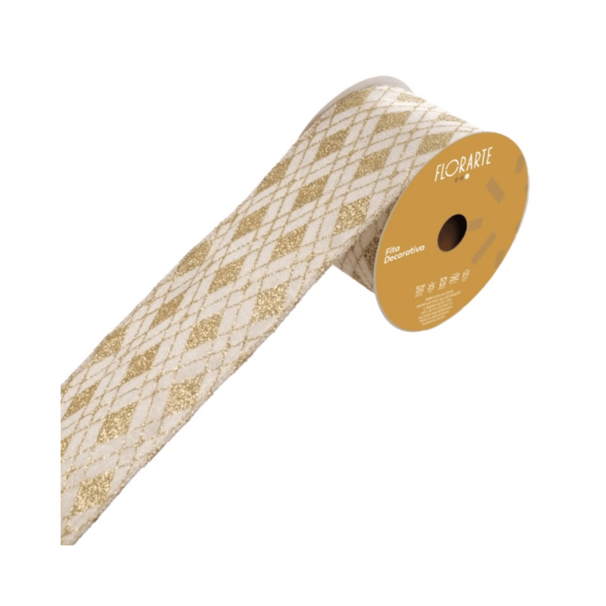 FITA ARMADA VELUDO COM GLITTER CHAMPANHE DOURADO - 9,14M