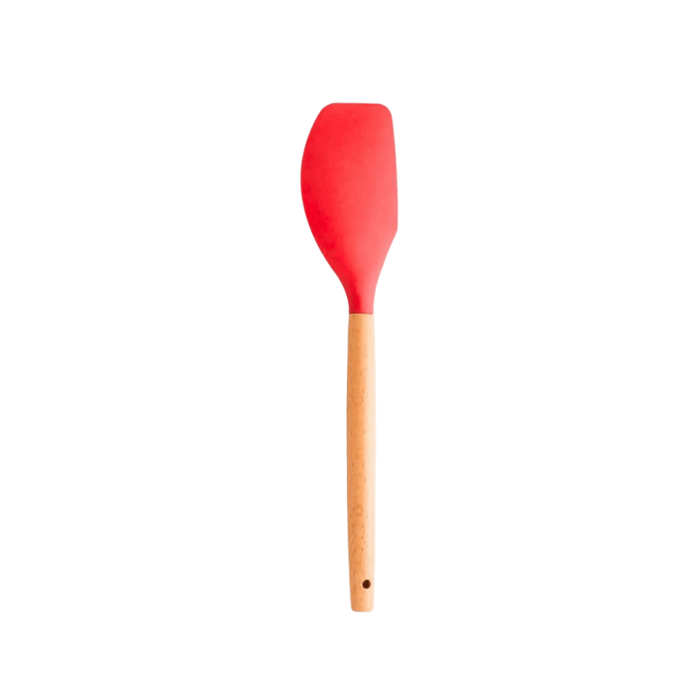 ESPÁTULA  SILICONE CABO DE MADEIRA VERMELHO