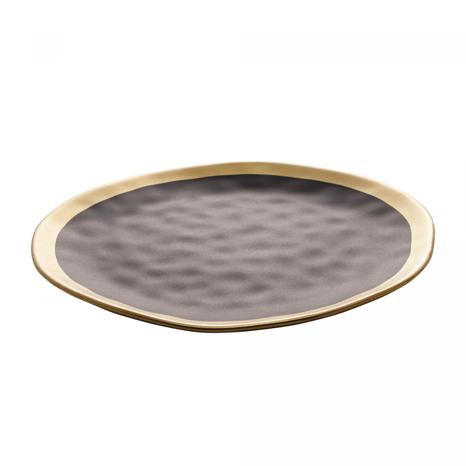 PRATO RASO DE PORCELANA PRETO E DOURADO DUBAI 25CM