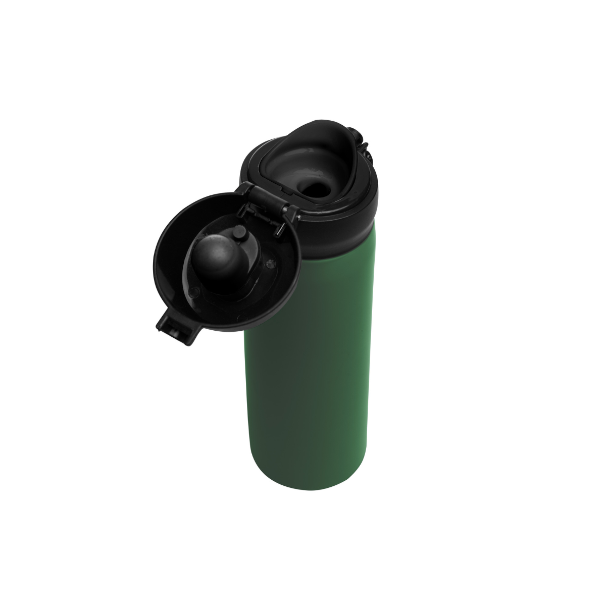 GARRAFA TERMICA DUPLA PAREDE DE ACO INOX COM TAMPA FLIP VERDE 410ML