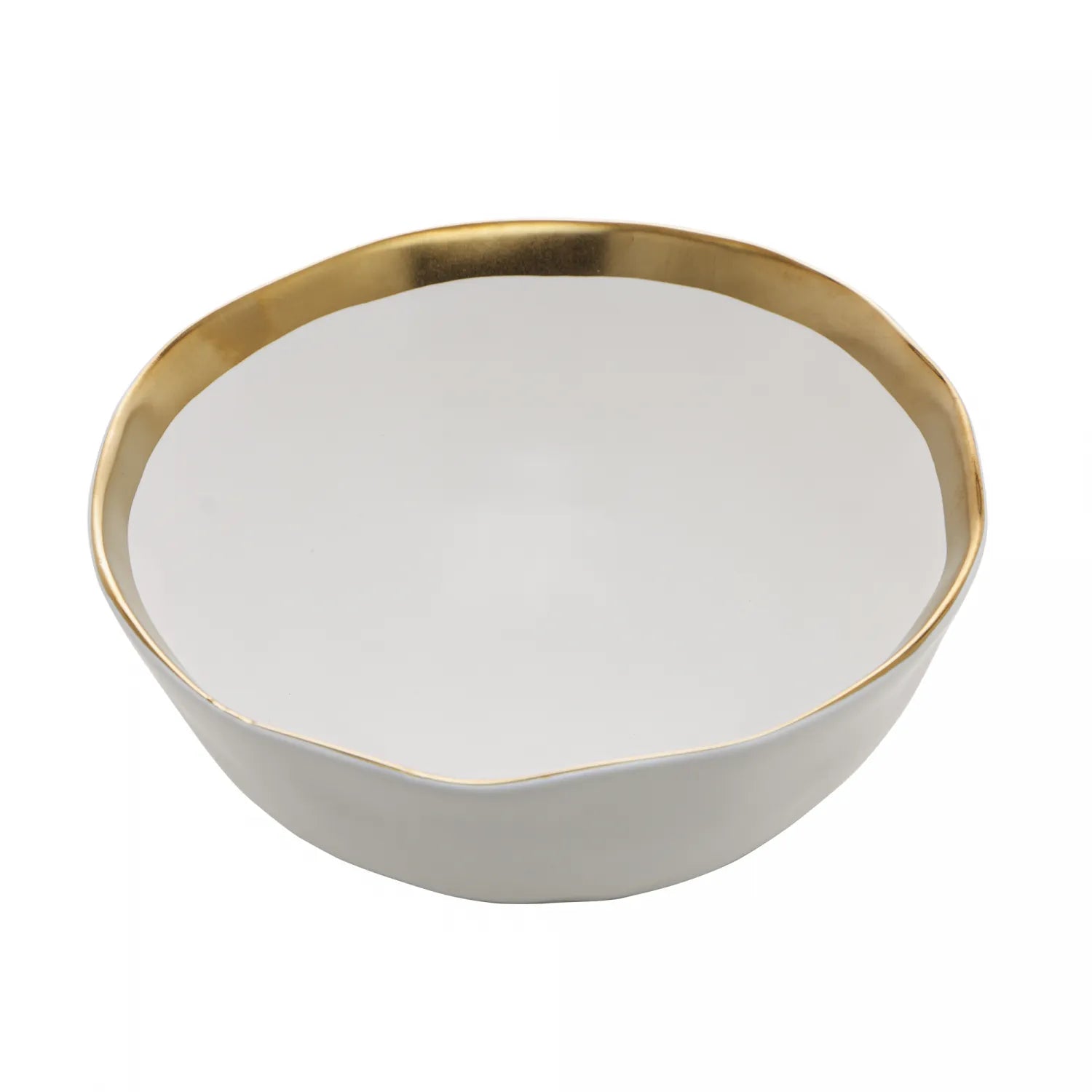 BOWL DE PORCELANA BRANCO E DOURADO DUBAI 15x7cm