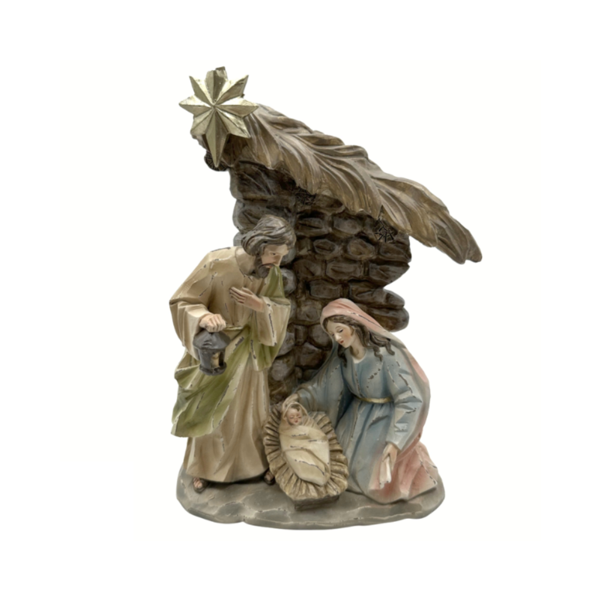 SAGRADA FAMILIA ESTRELA COLORIDO COM LED 24,5CM