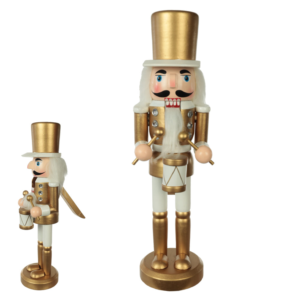 QUEBRA NOZES NATAL BRANCO E DOURADO 25CM MADEIRA