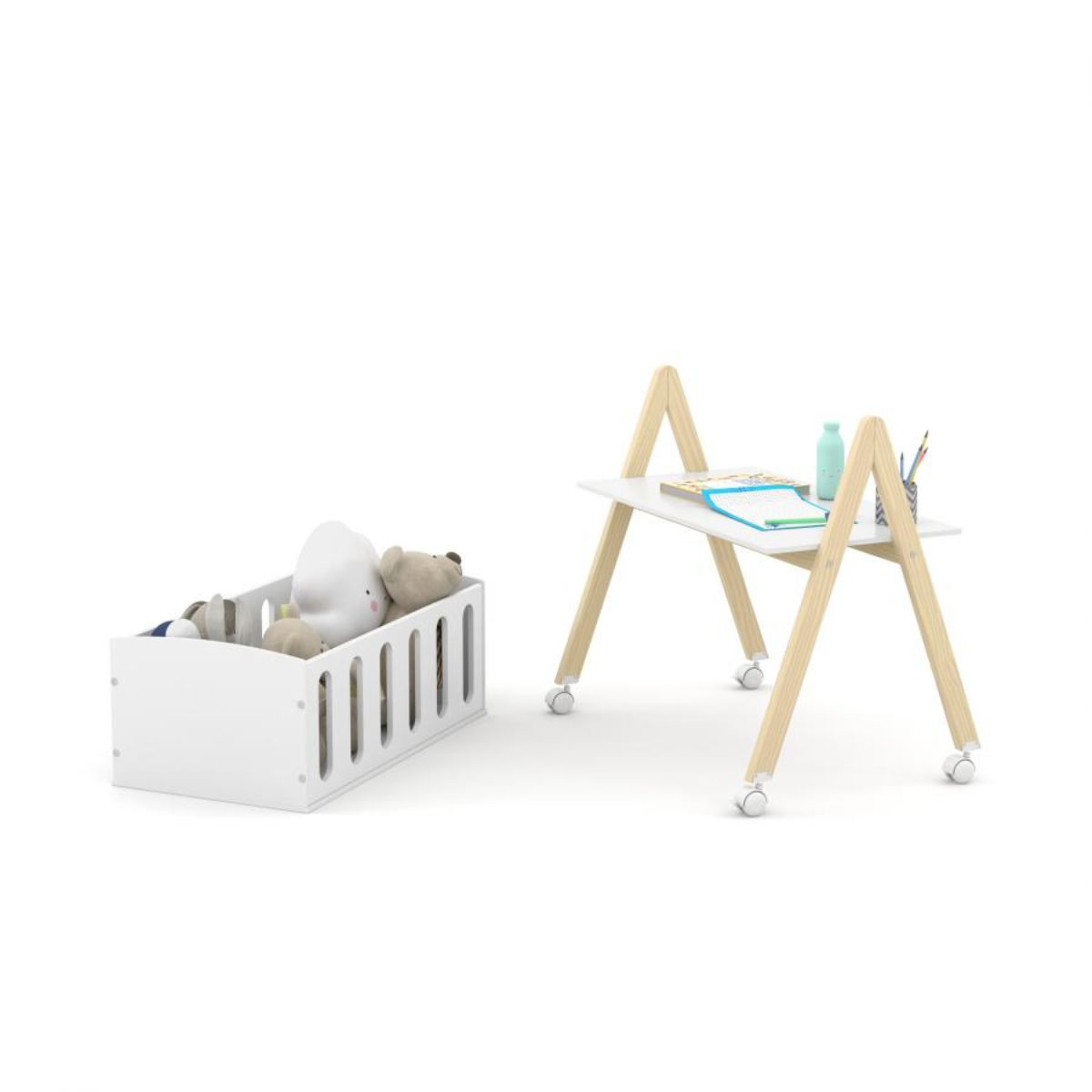 MINI BERÇO LIV LAQUEADO BRANCO SOFT/NATURAL