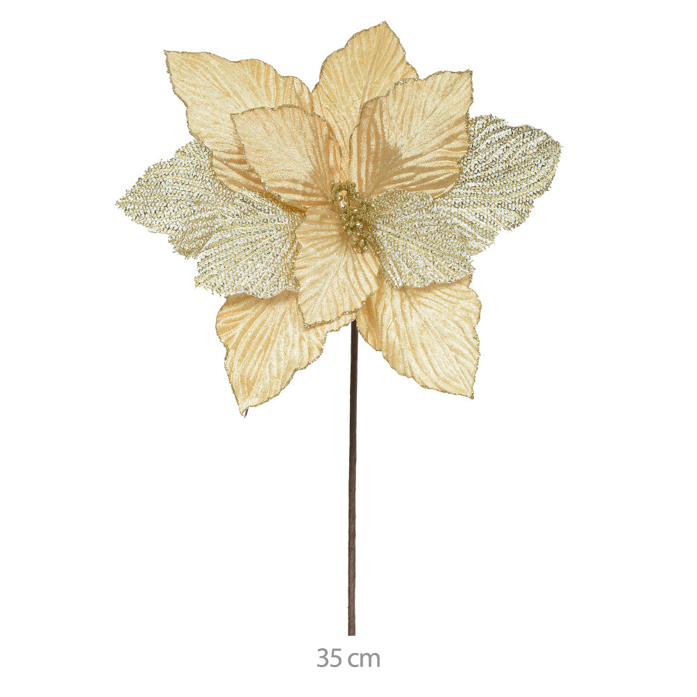 HASTE BICO DE PAPAGAIO AVELUDADO DOURADO COM GLITTER 31CM