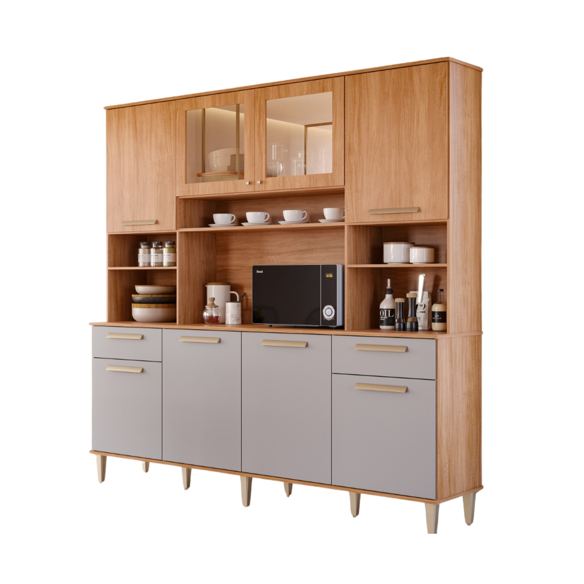 COZINHA COMPACTA DIAMANTE 2MT 8P 2G - CINAMOMO/PLATINA