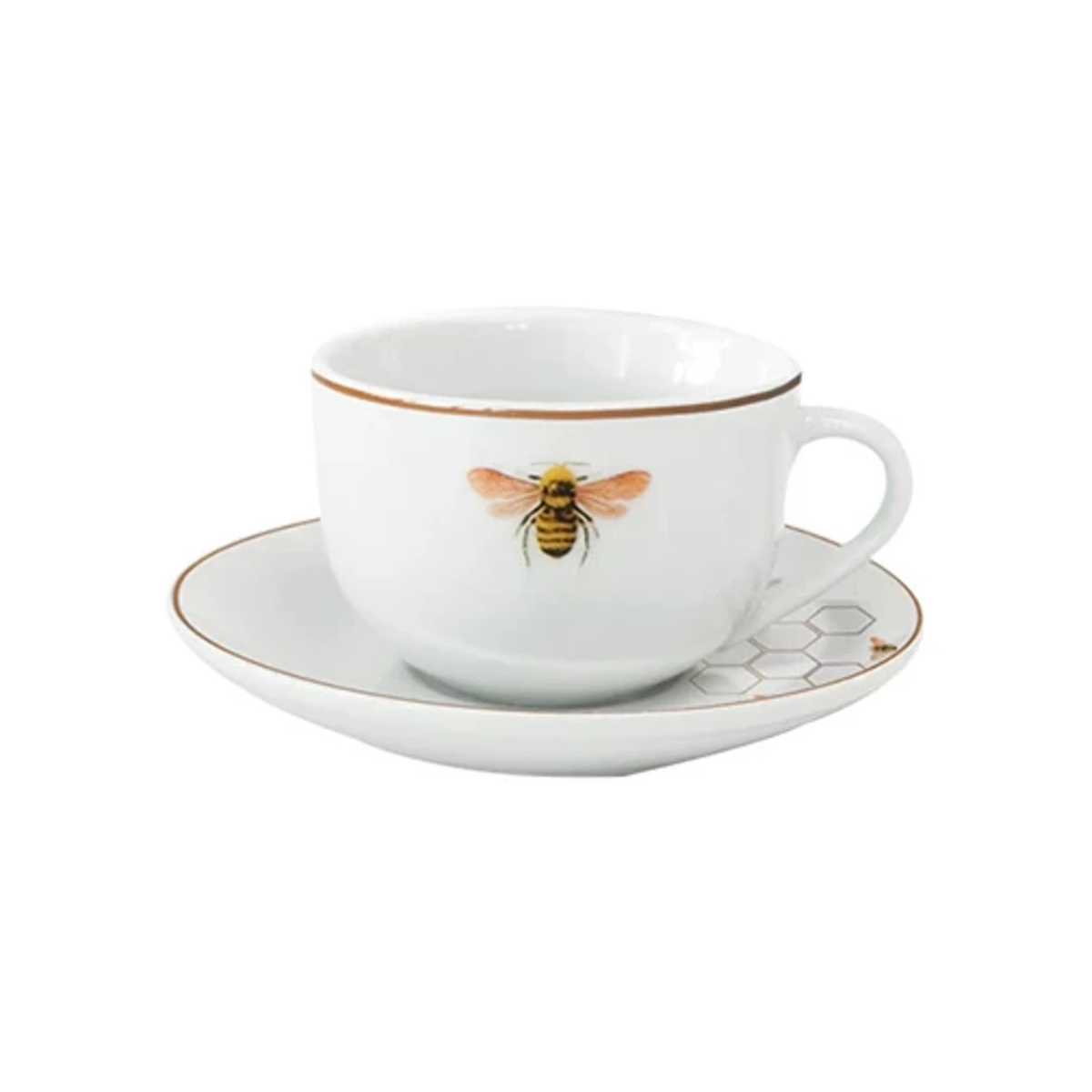 XíCARA E PIRES PARA CAFÉ ABELHA EM PORCELANA - 80ML
