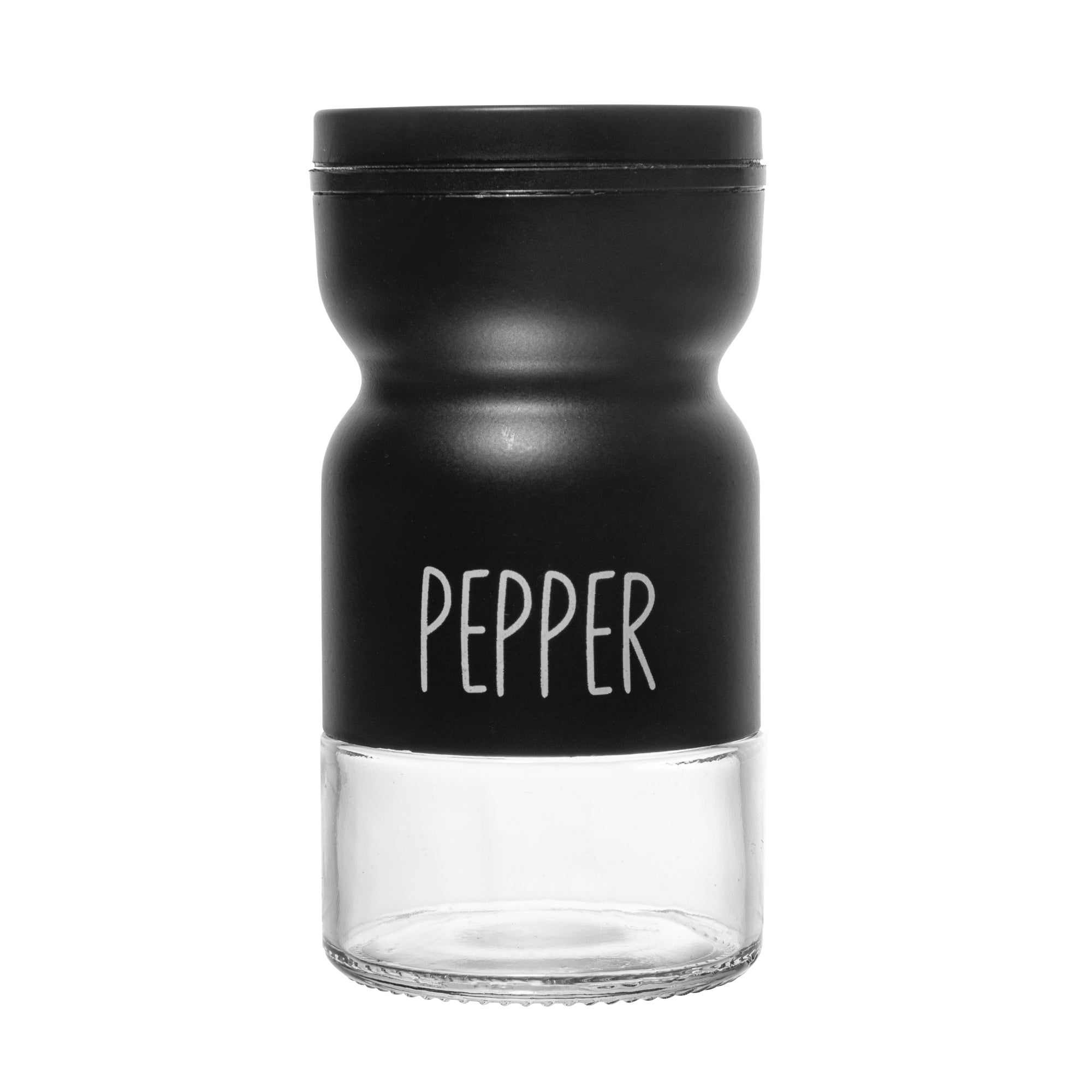PIMENTEIRO DE VIDRO COM TAMPA DE METAL PRETO 120ML