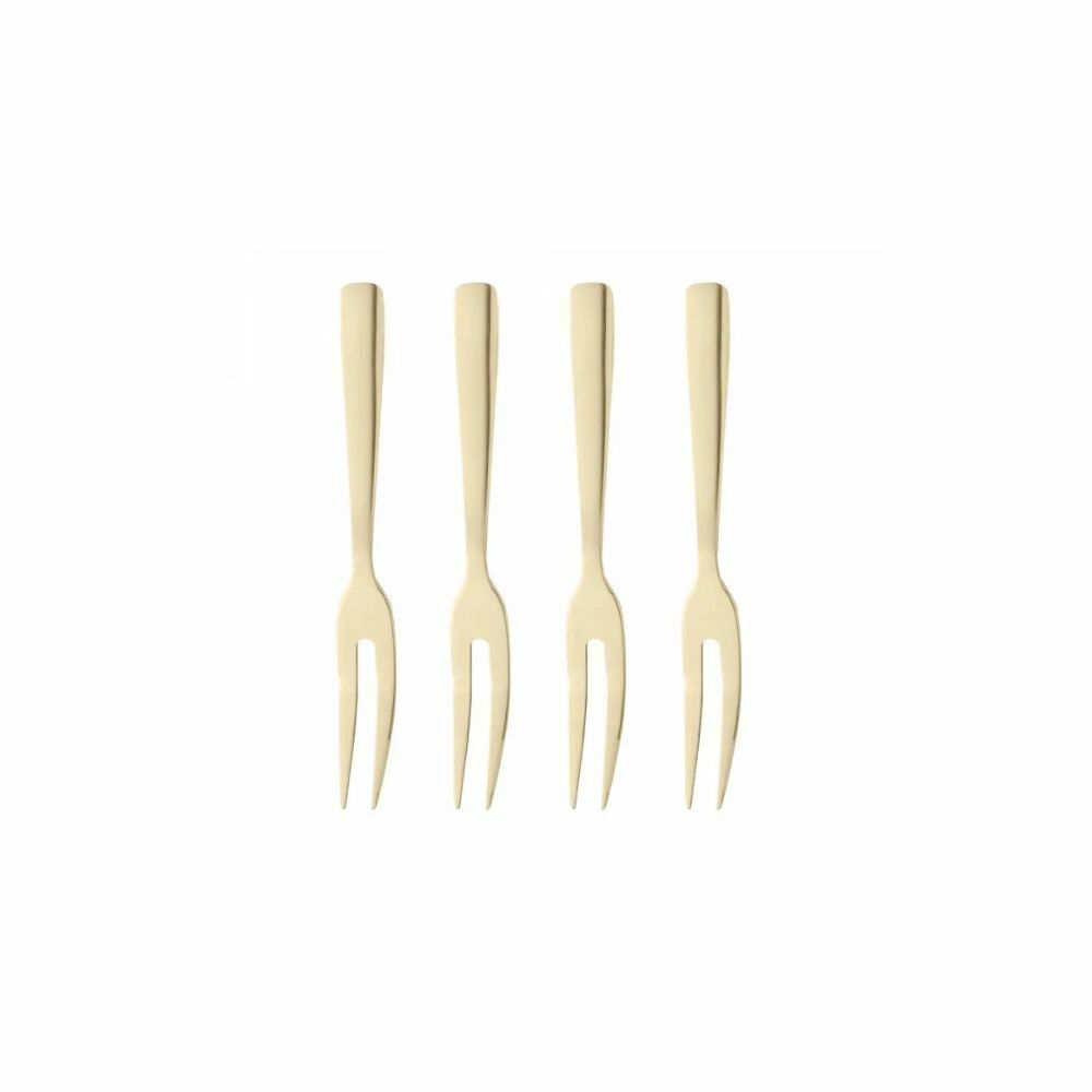CONJUNTO 4 GARFOS DE AÇO INOX PARA APERITIVO DOURADO