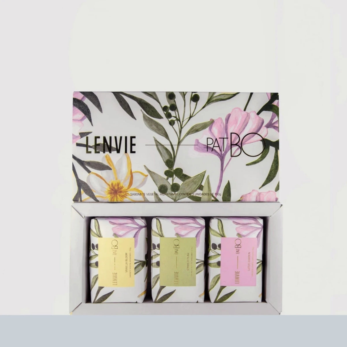 KIT SABONETE VEGETAL EM BARRA LENVIE-PATBO MIX 3 UNIDADES 150G