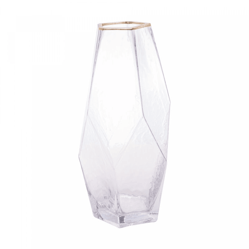 VASO DE VIDRO COM BORDA DOURADA TAJ 23,5CM