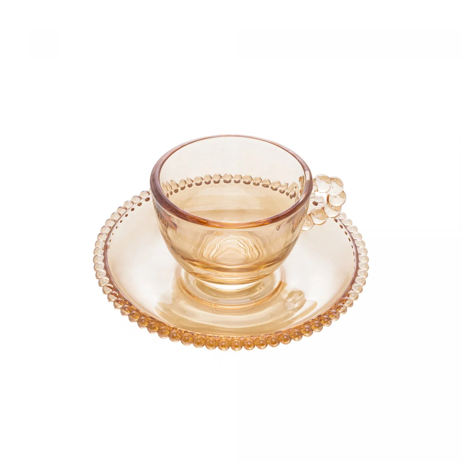 CONJUNTO 4 XÍCARAS CAFÉ CRISTAL DE CHUMBO COM PIRES PEARL AMBAR METALIZADO 80ML