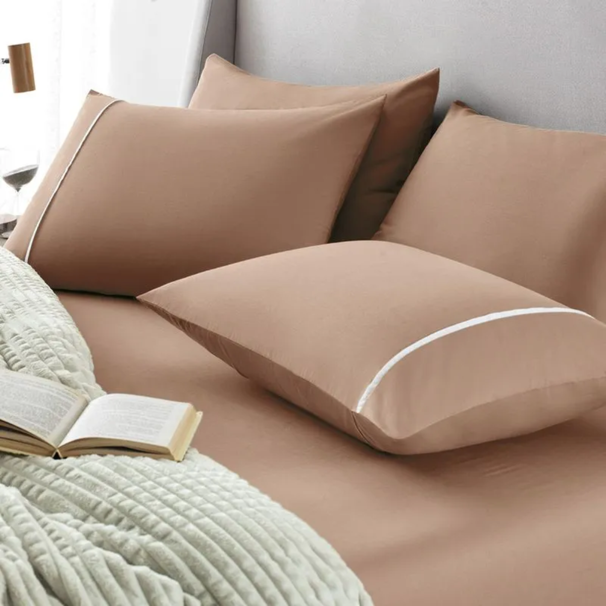 JOGO DE CAMA KING NOAH MARROM BRANCO 3 PEÇAS - 1,93M X 2,03M