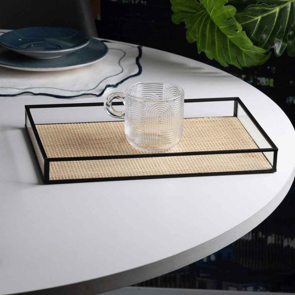 BANDEJA DECORATIVA TOSCANA PRETO METAL – 30CM X 20CM X 3CM