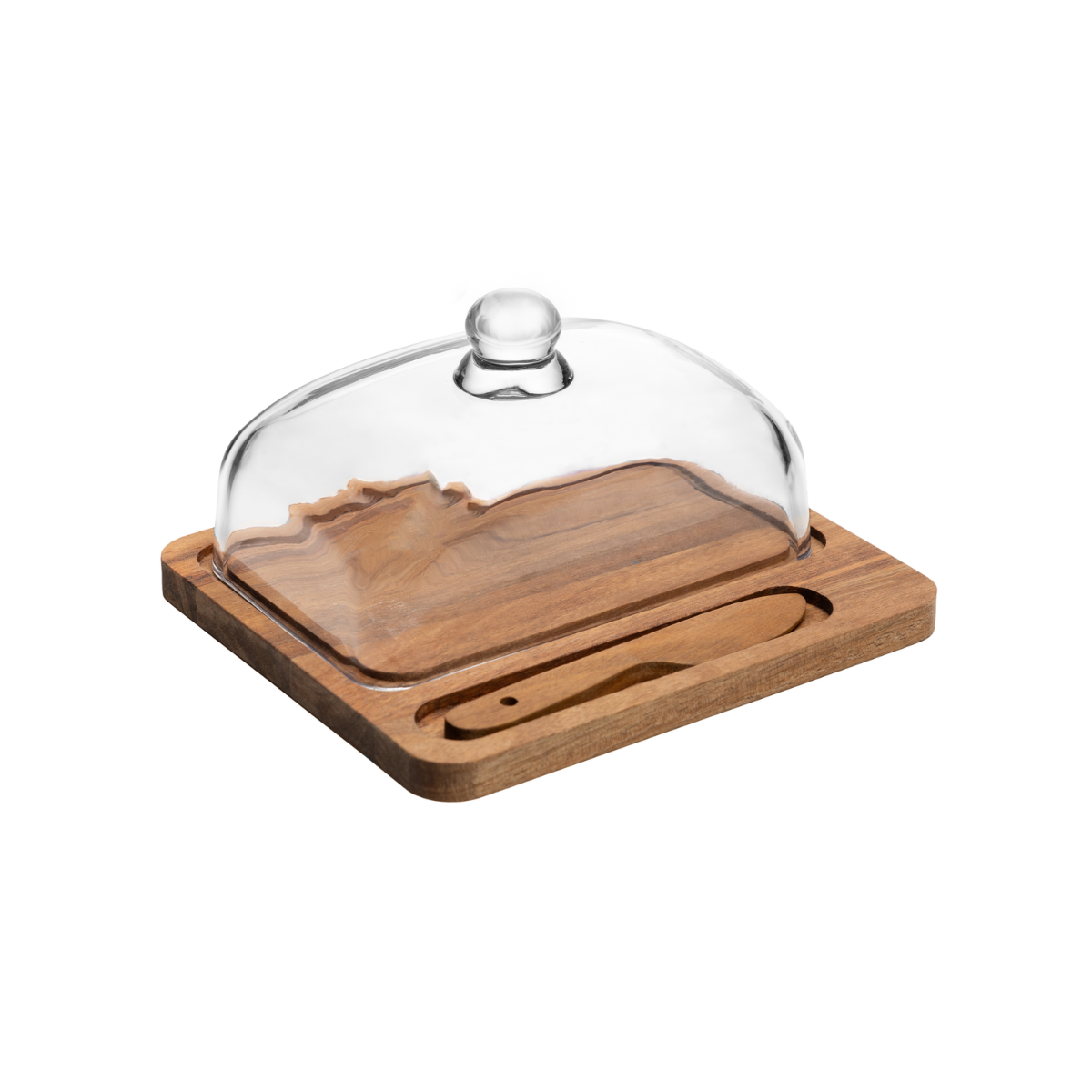 CJ 3 PECAS MANTEIGUEIRA E FACA LIGNUM 16CM X 10CM X 10,5CM ACACIA - WOLFF