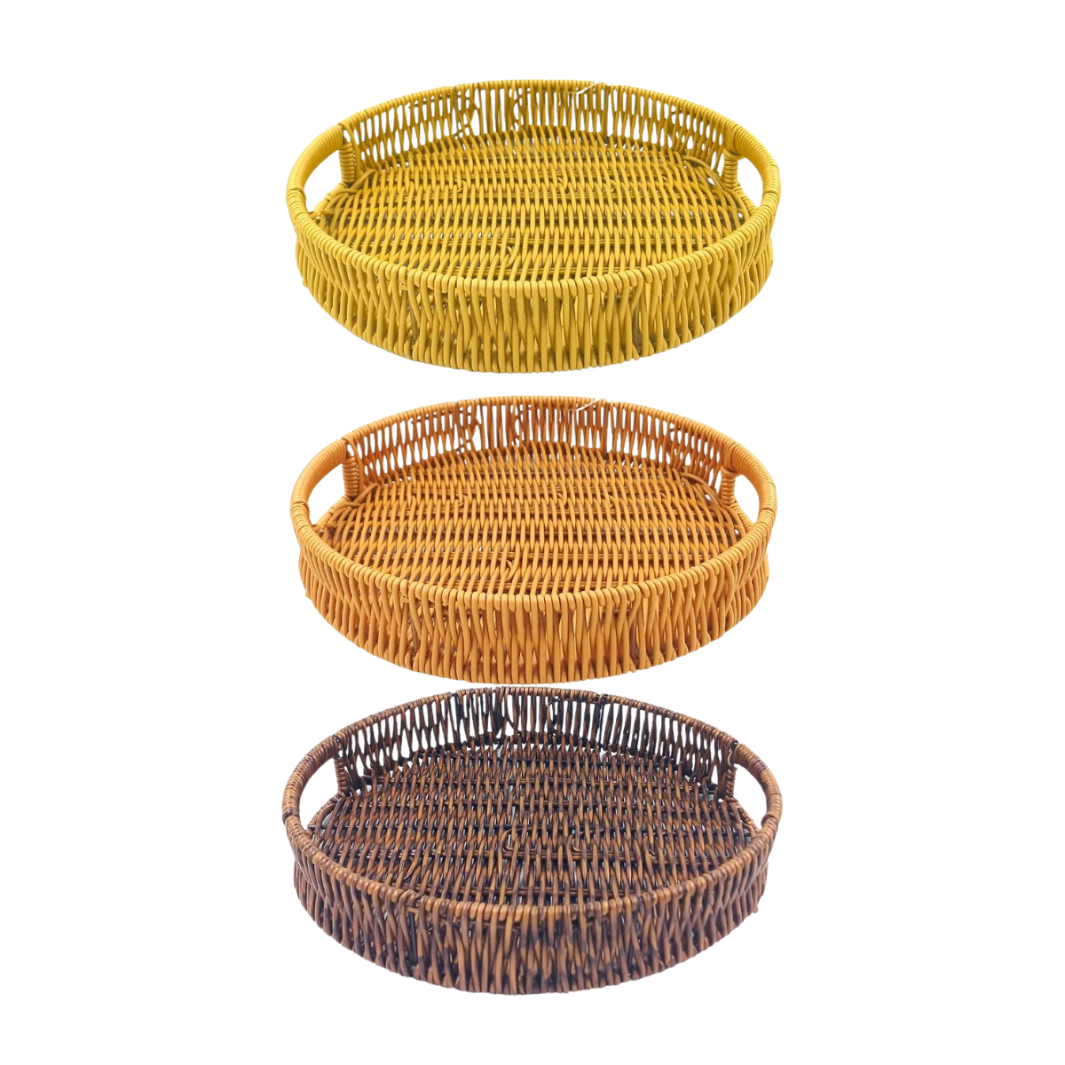 BANDEJA TRAMADA REDONDA PLASTICO 26X4,5CM SORTIDO