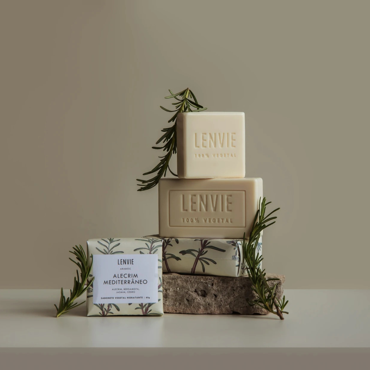 KIT 3 SABONETES VEGETAL EM BARRA ALECRIM MEDITERRANEO 80G
